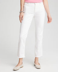 Chico's Clothing Girlfriend Frayed Cropped No Stain Jeans