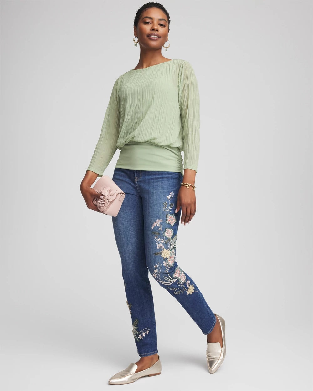 Chico's Clothing Appliqué Girlfriend Slim Ankle Jeans