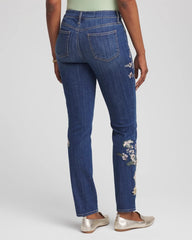 Chico's Clothing Appliqué Girlfriend Slim Ankle Jeans