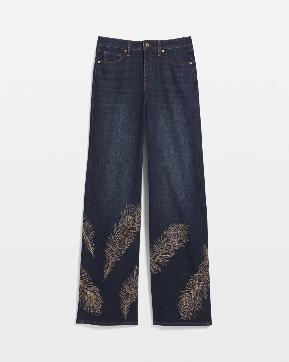 Chico's Clothing Embellished High-Rise Wide-Leg Jeans