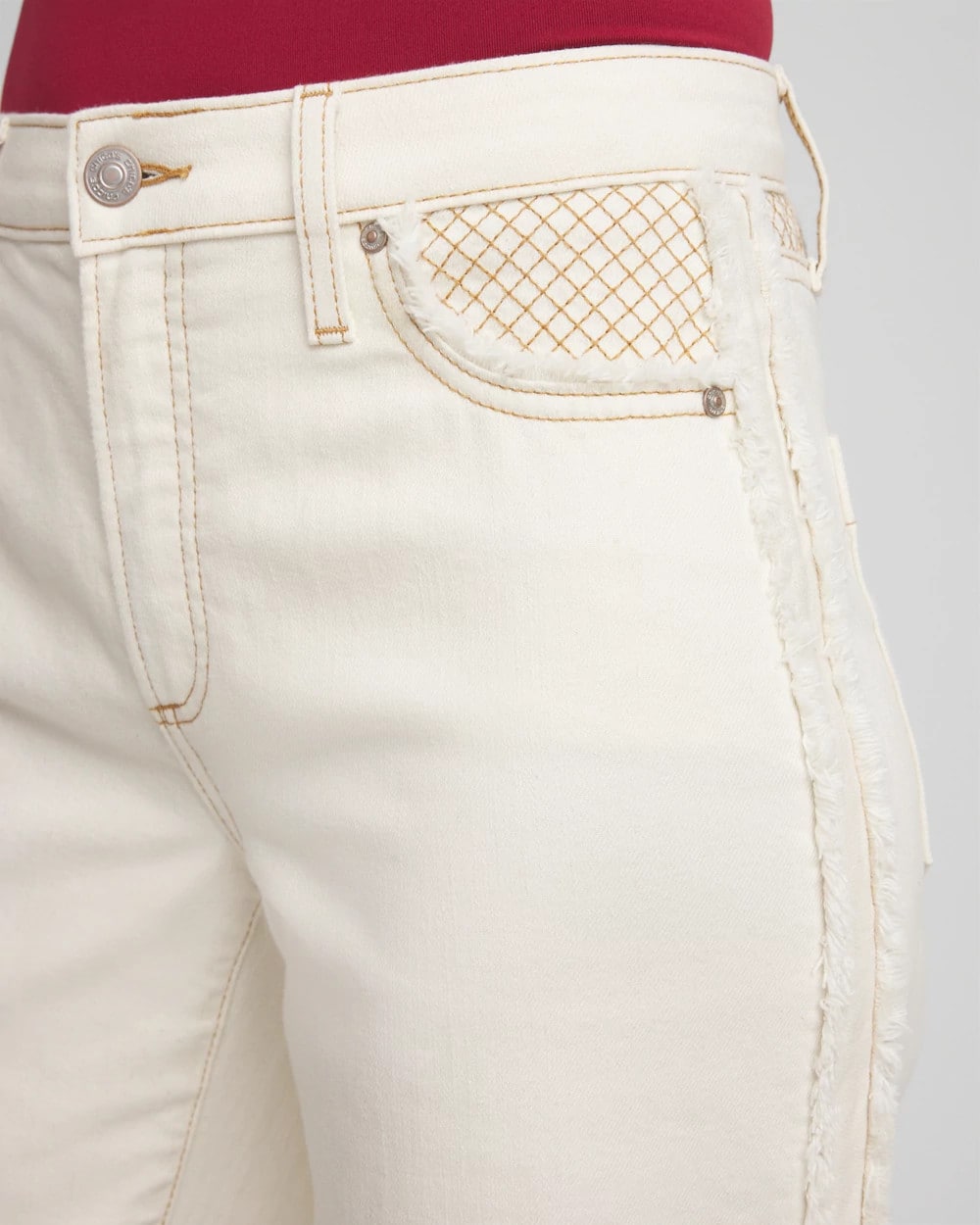 Chico's Clothing Sea Salt High-Rise Frayed Jeans