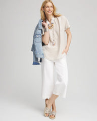 Chico's Clothing No Stain Pull-On Wide Capri Jeans