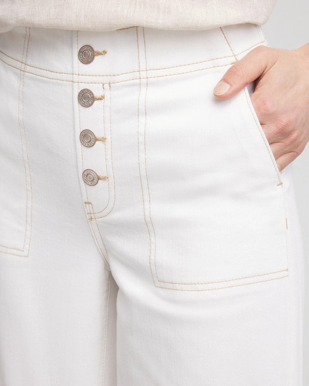 Chico's Clothing No Stain Pull-On Wide Capri Jeans
