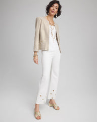 Chico's Clothing Pull-On Embellished Straight-Leg Cropped Jeans