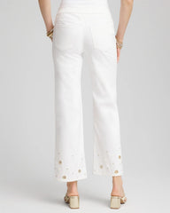 Chico's Clothing Pull-On Embellished Straight-Leg Cropped Jeans