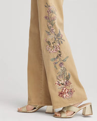 Chico's Clothing Embroidered High-Rise Wide-Leg Jeans