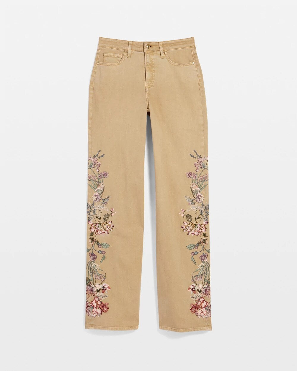 Chico's Clothing Embroidered High-Rise Wide-Leg Jeans