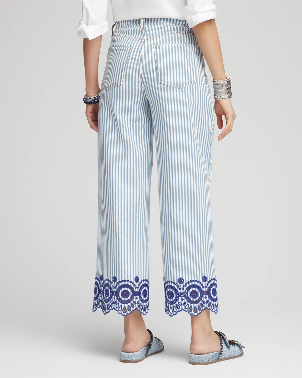 Chico's Clothing Eyelet High-Rise Wide Cropped Jeans