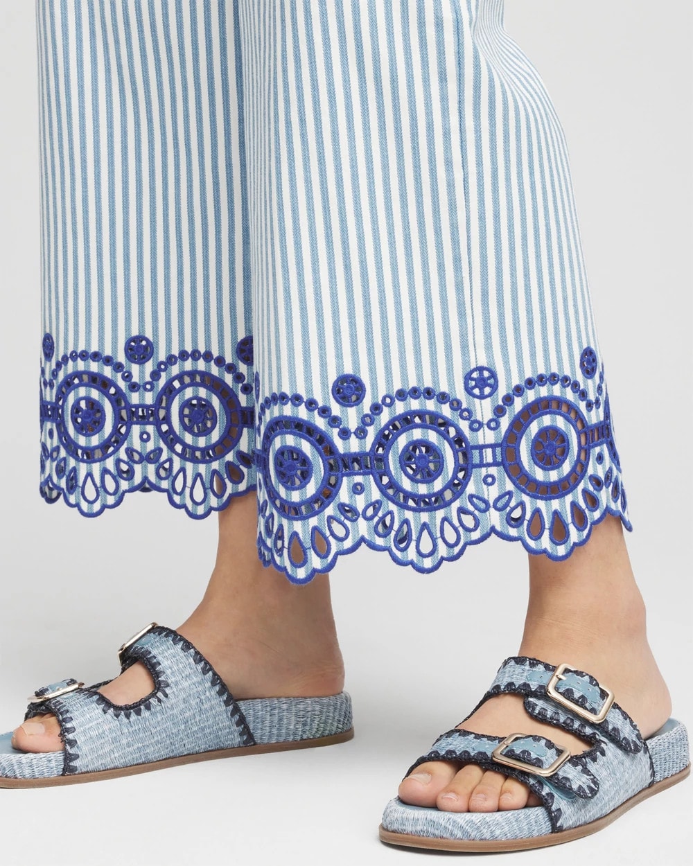 Chico's Clothing Eyelet High-Rise Wide Cropped Jeans