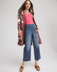 Chico's Clothing Pull-On Cropped Wide-Leg Frayed Jeans