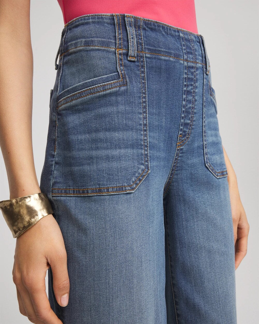 Chico's Clothing Pull-On Cropped Wide-Leg Frayed Jeans