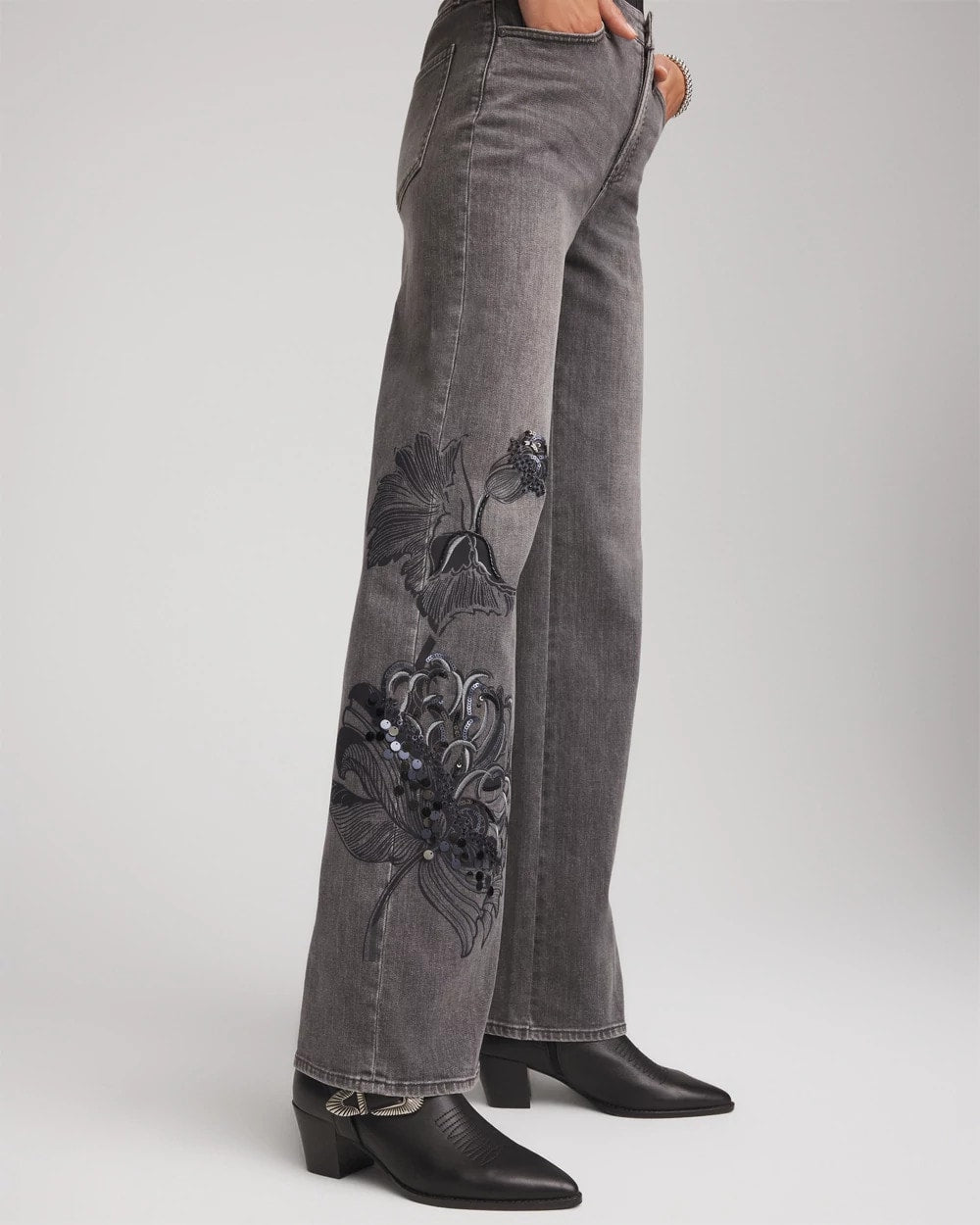 Chico's Clothing Printed High-Rise Wide-Leg Jean