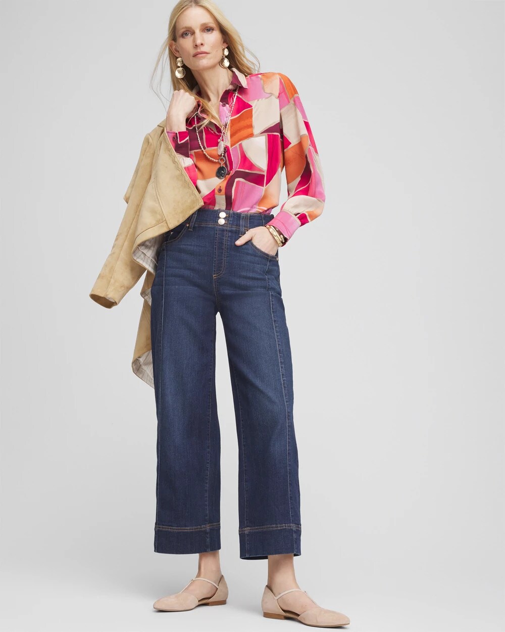 Chico's Clothing Pull-On Wide-Leg Cropped Jeans
