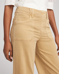 Chico's Clothing Neutral Pull-On Cropped Wide-Leg Frayed Jeans
