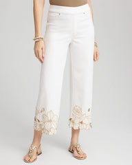 Chico's Clothing Pull-On Embellished Cropped Jeans
