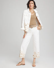 Chico's Clothing Pull-On Embellished Cropped Jeans