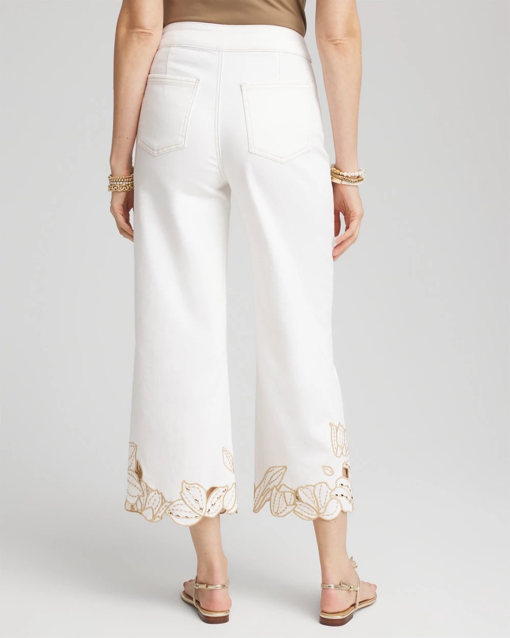 Chico's Clothing Pull-On Embellished Cropped Jeans