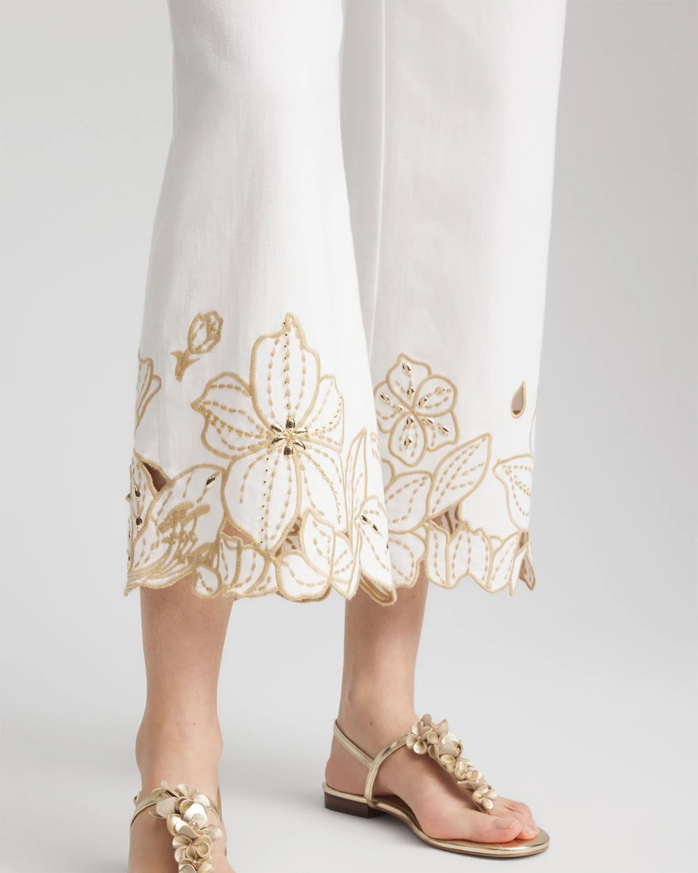 Chico's Clothing Pull-On Embellished Cropped Jeans