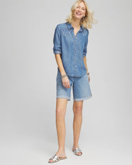 Chico's Clothing Girlfriend Cuffed Swing Denim Shorts