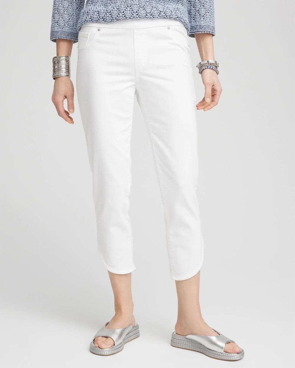 Chico's Clothing No Stain Pull-On Dolphin-Hem Capri Jeans
