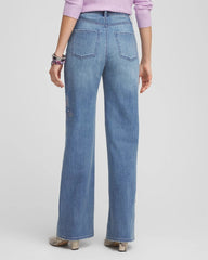Chico's Clothing Embellished High Rise Wide Leg Jeans