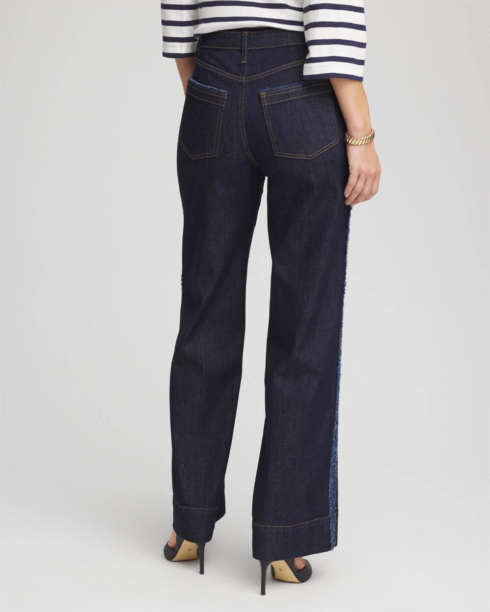 Chico's Clothing Petite Frayed High-Rise Wide-Leg Jeans