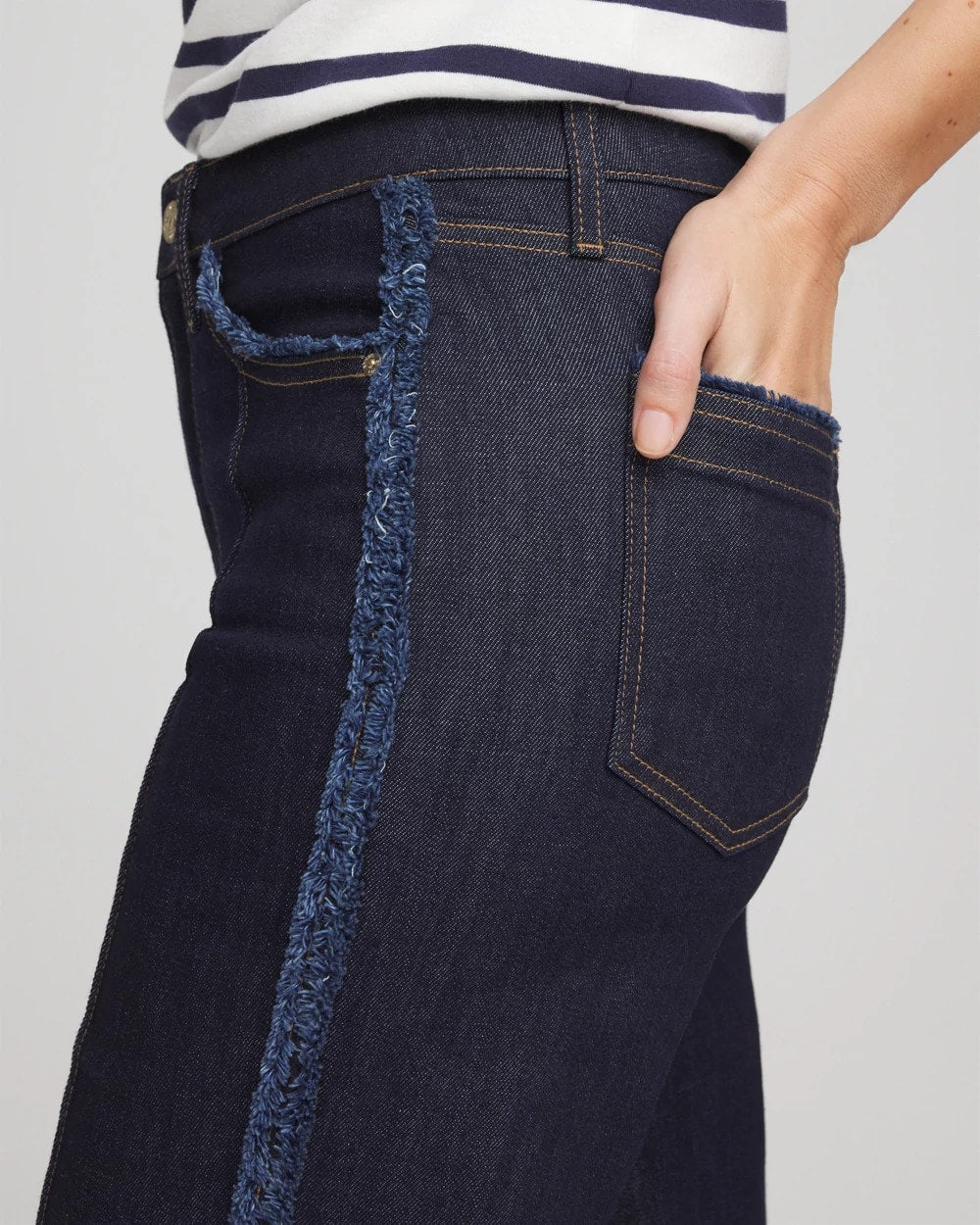 Chico's Clothing Petite Frayed High-Rise Wide-Leg Jeans