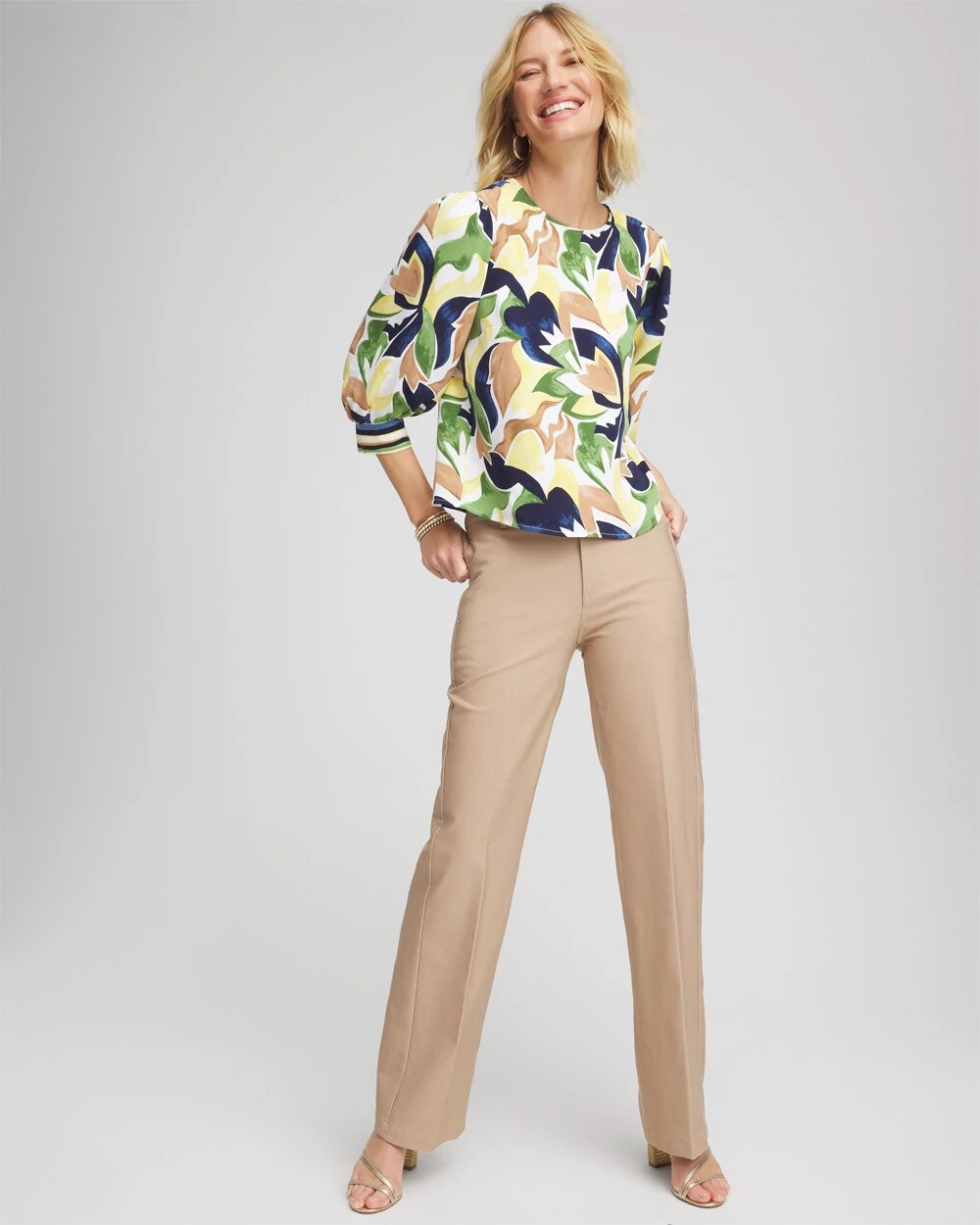 Chico's Clothing Cotton Straight-Leg Trousers