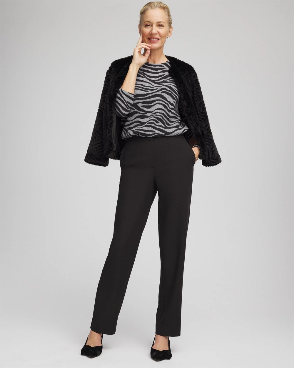 Chico's Clothing Textured Straight Tapered Ankle Pants