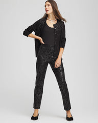 Chico's Clothing Juliet Black Foiled  Slim Ankle Pants