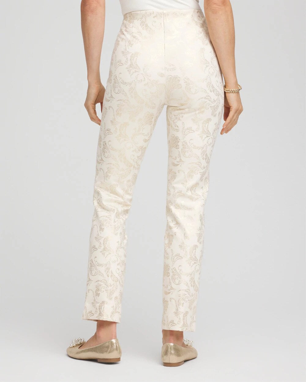 Chico's Clothing Juliet Golden Foiled Slim Ankle Pants