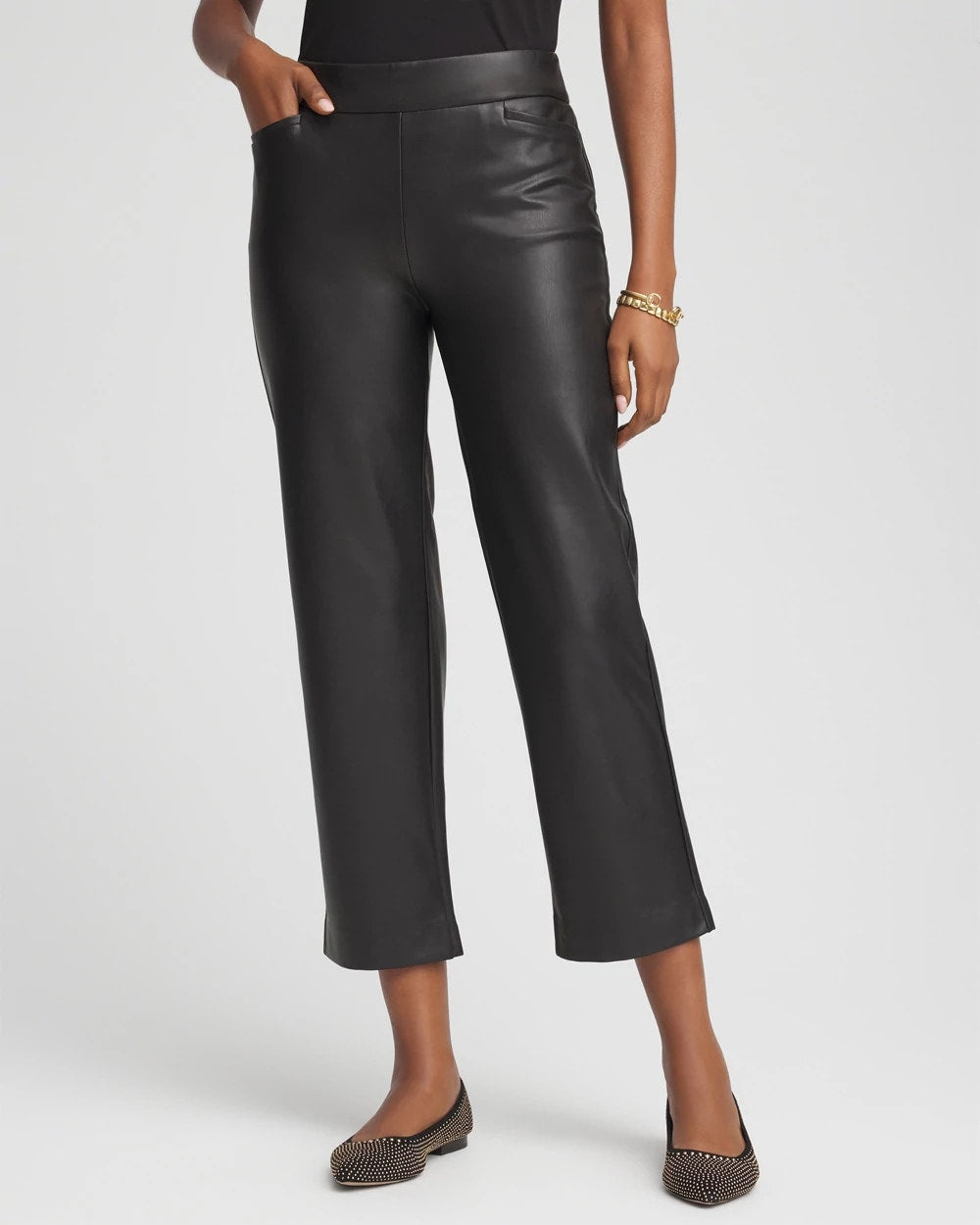 Chico's Clothing Faux Leather Brigitte™ Pull-On Cropped Pants