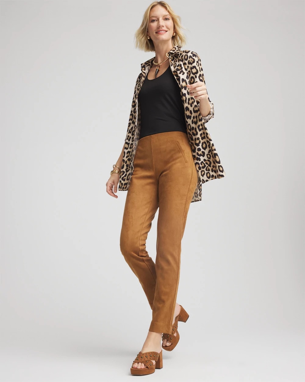 Chico's Clothing Faux Suede Juliet Slim Ankle Pants