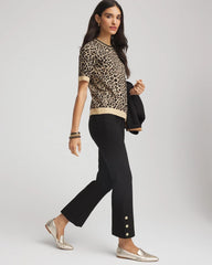 Chico's Clothing Bi-Stretch Flared Button-Hem Cropped Pants