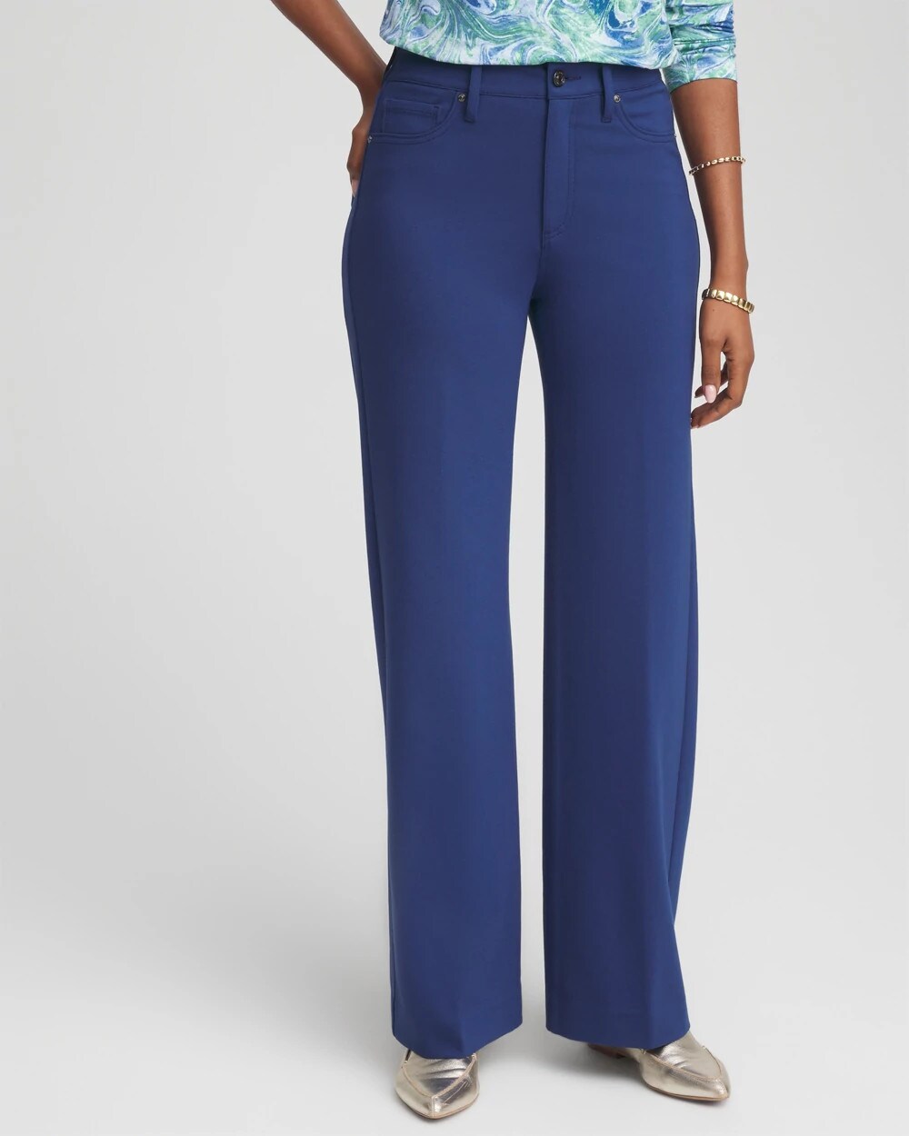 Chico's Clothing Five-Pocket Wide-Leg Ponte Pants