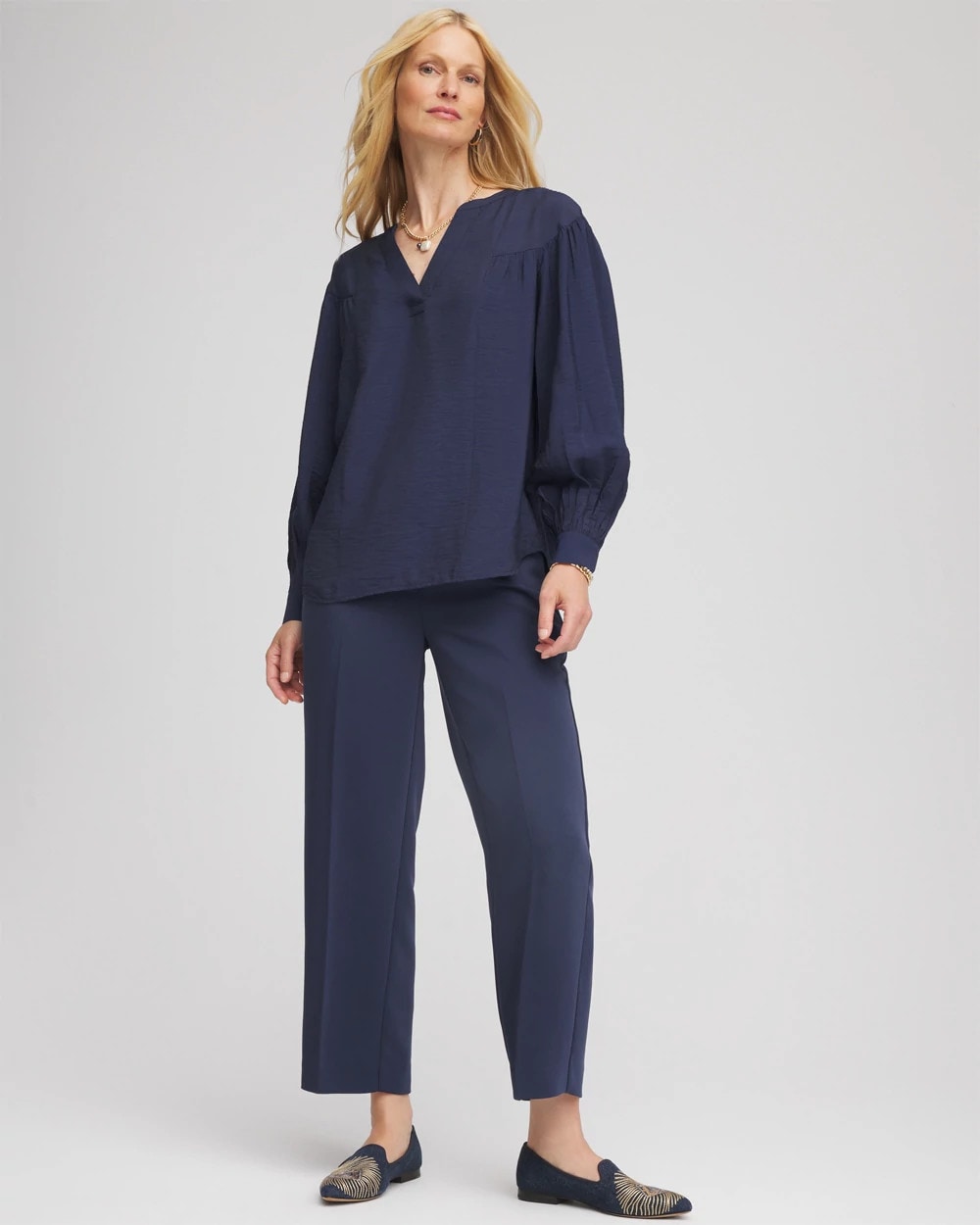 Chico's Clothing Stretch Crepe Tapered Ankle Pants