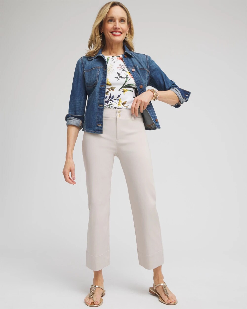 Chico's Clothing Trapunto Straight Leg Cropped Pants