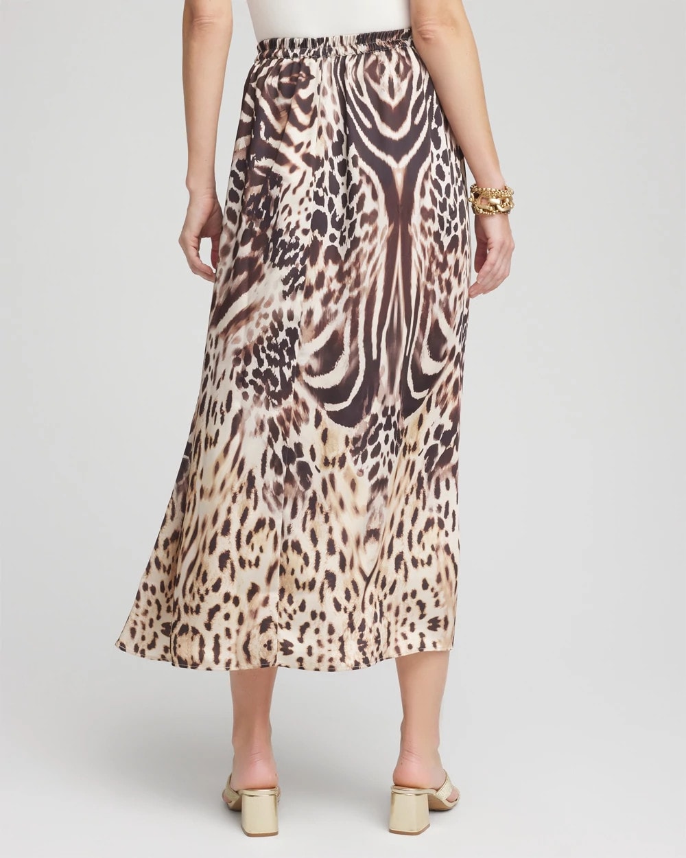Chico's Clothing Animal Bengal Marks Faux Satin Skirt