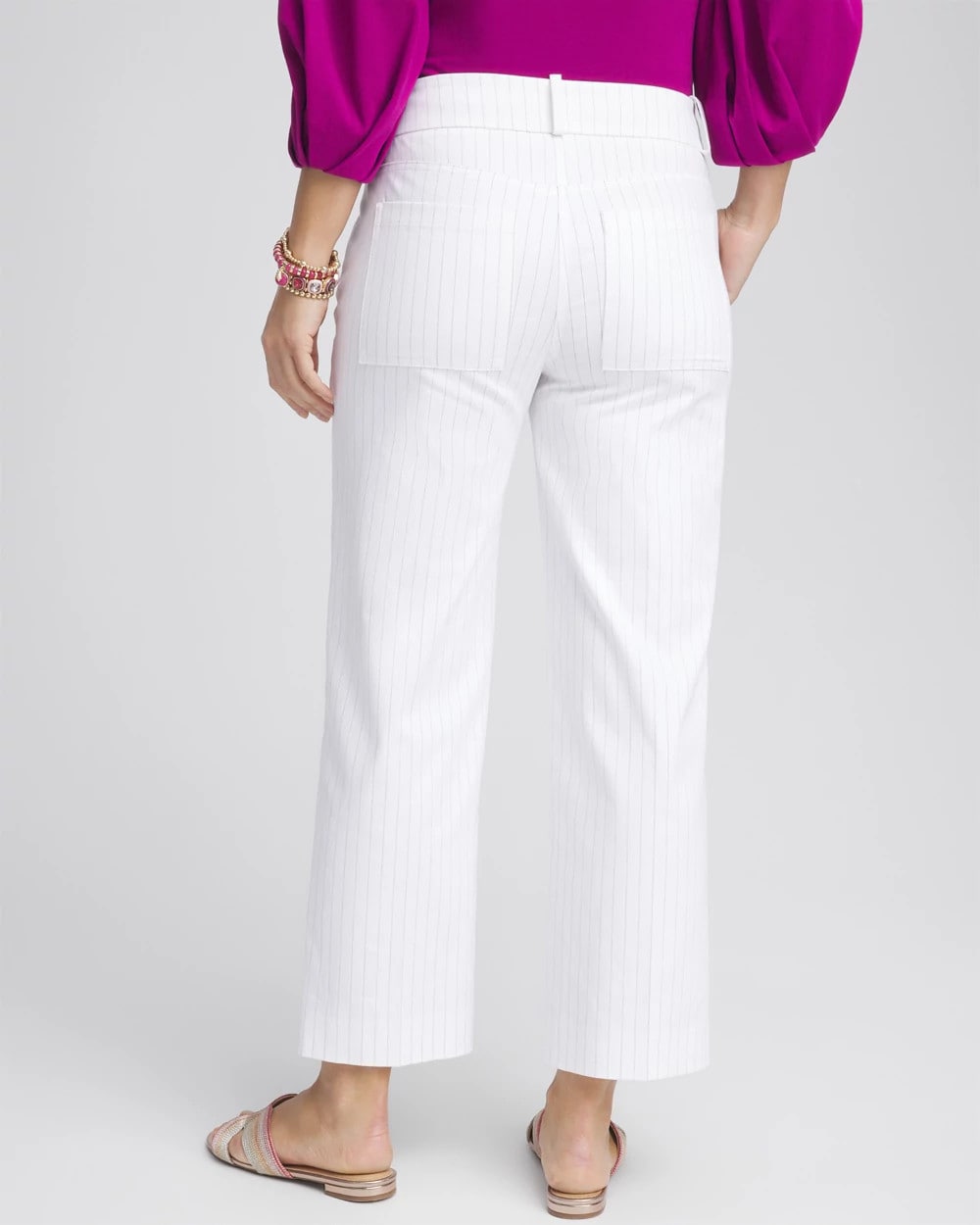 Chico's Clothing Striped Straight-Leg Cropped Pants