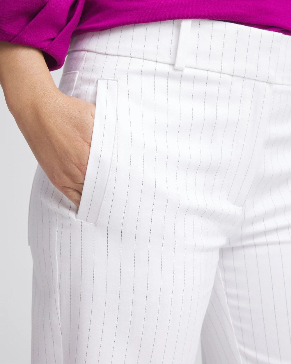 Chico's Clothing Striped Straight-Leg Cropped Pants