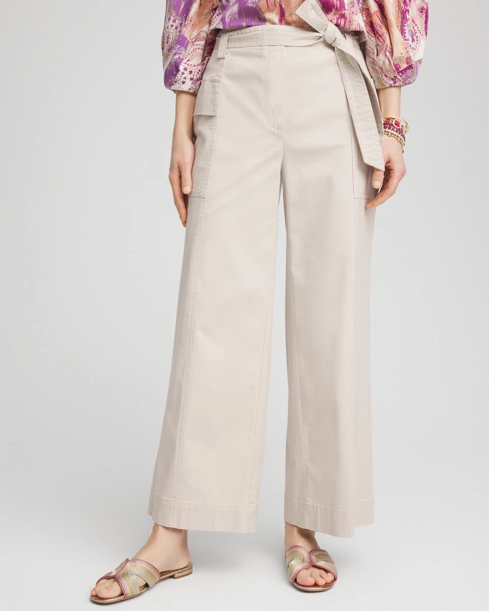 Chico's Clothing Belted Twill Utility Cropped Pants