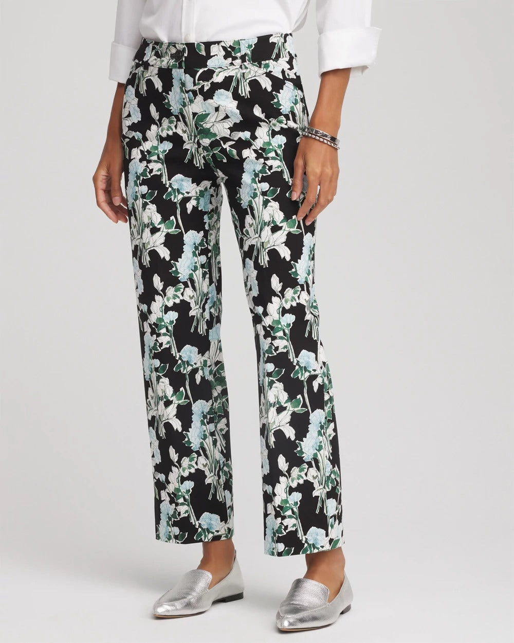 Chico's Clothing Floral Emme Straight Ankle Pants