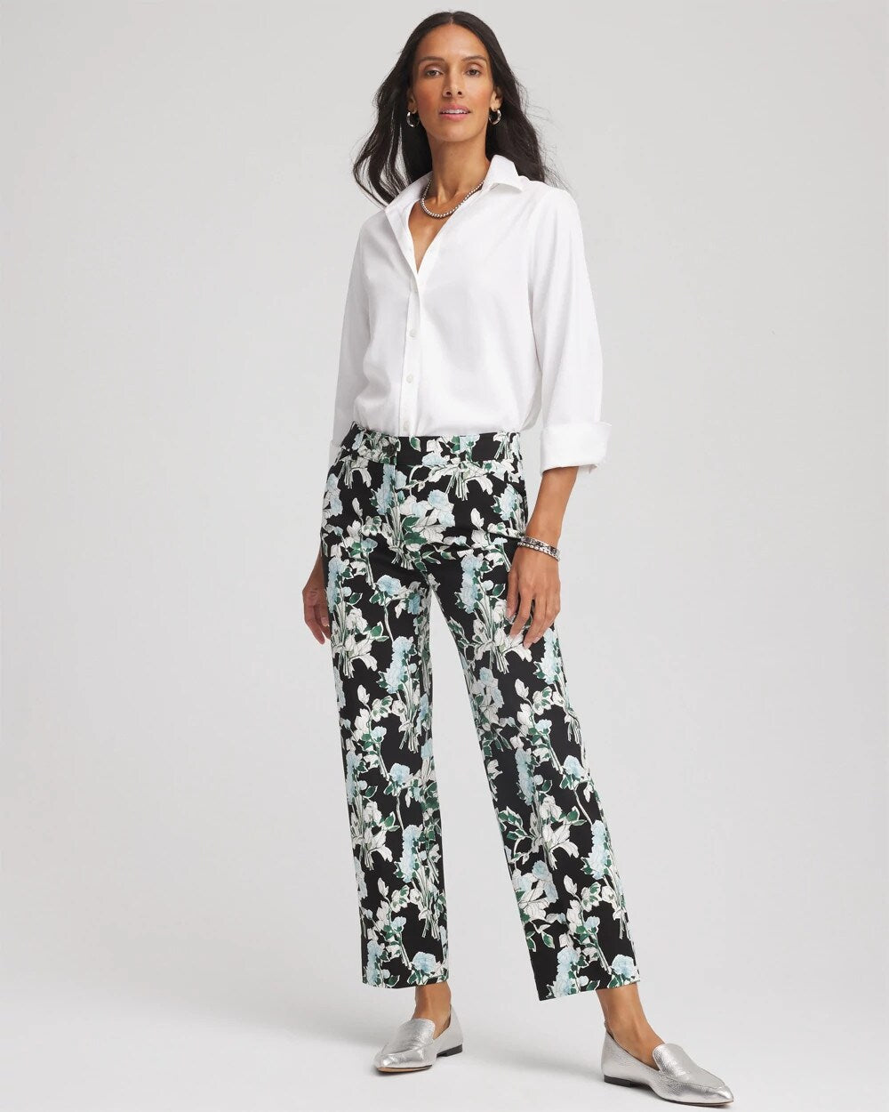 Chico's Clothing Floral Emme Straight Ankle Pants