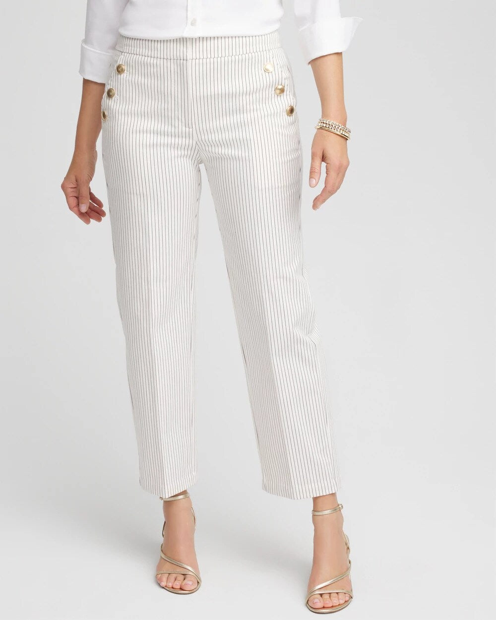 Chico's Clothing Emme Striped Sailor Straight Crops