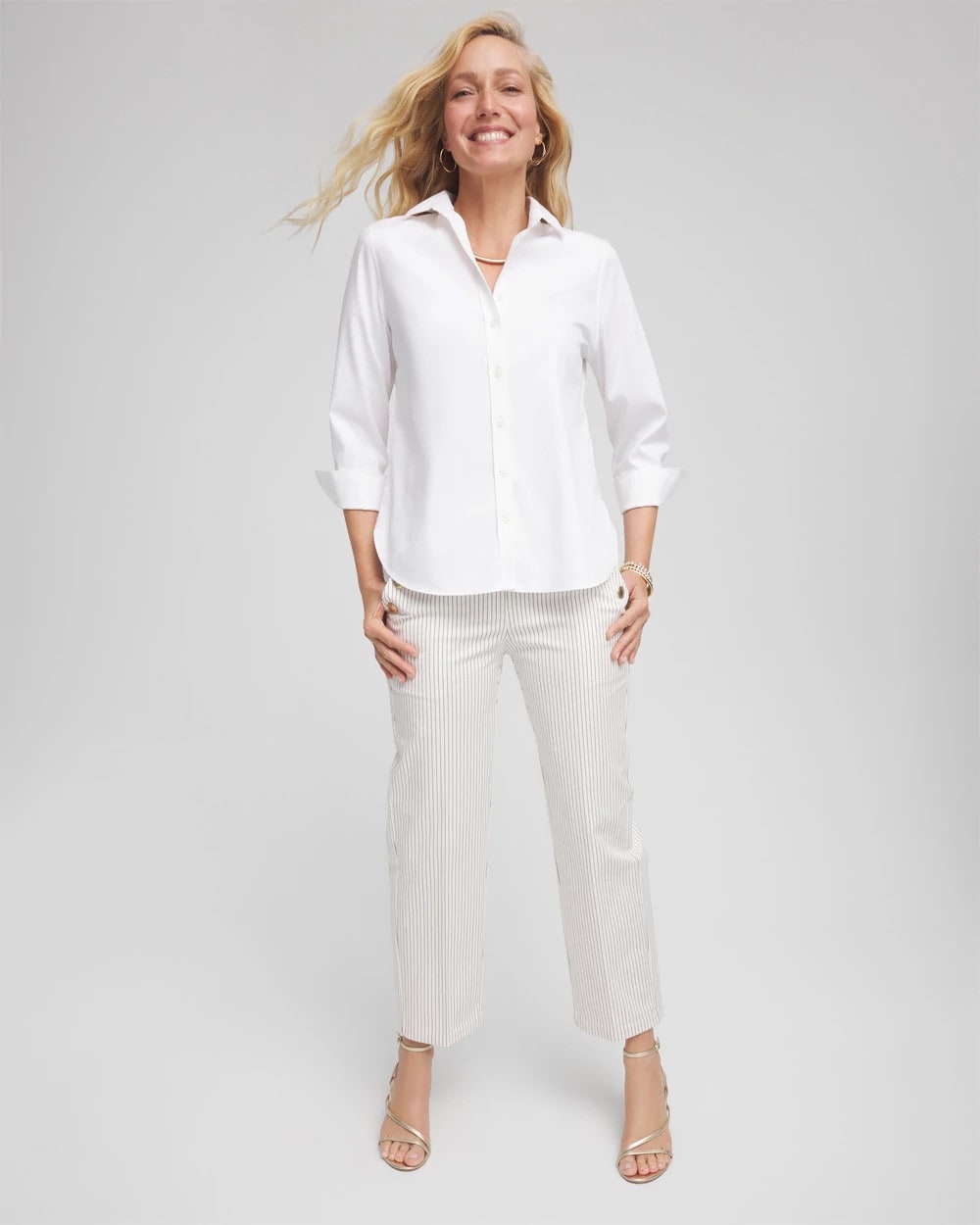 Chico's Clothing Emme Striped Sailor Straight Crops