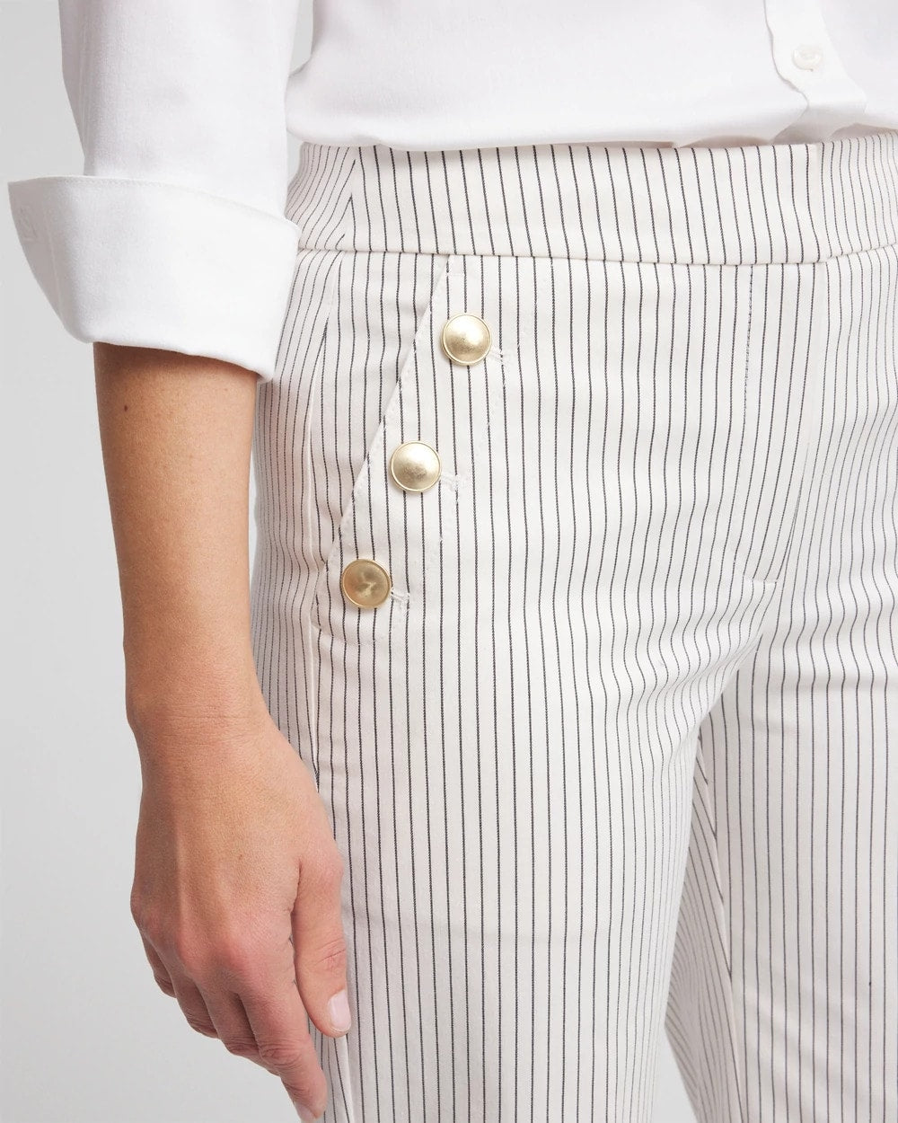Chico's Clothing Emme Striped Sailor Straight Crops