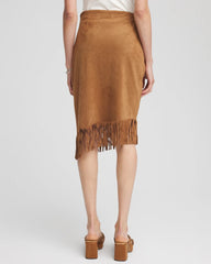 Chico's Clothing Suede Fringed Asymmetrical Skirt
