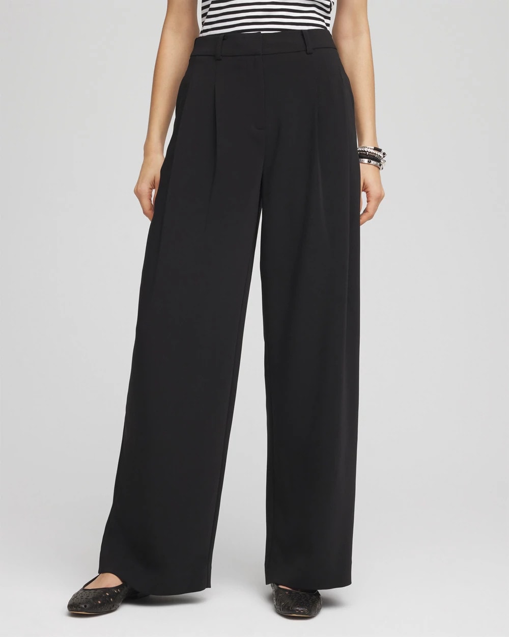 Chico's Clothing Crepe Pleated Relaxed Pants