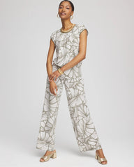 Chico's Clothing Travelers™ Abstract Leaf Print Knit Wide-Leg Pants