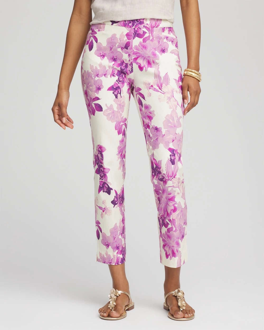 Chico's Clothing Brigitte™ Floral Pull-On Slim Cropped Pants
